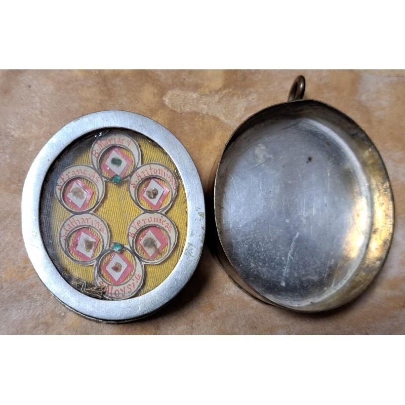 Antique reliquary with 6 relics of saints ecclesiastical case 19th century - 2/10