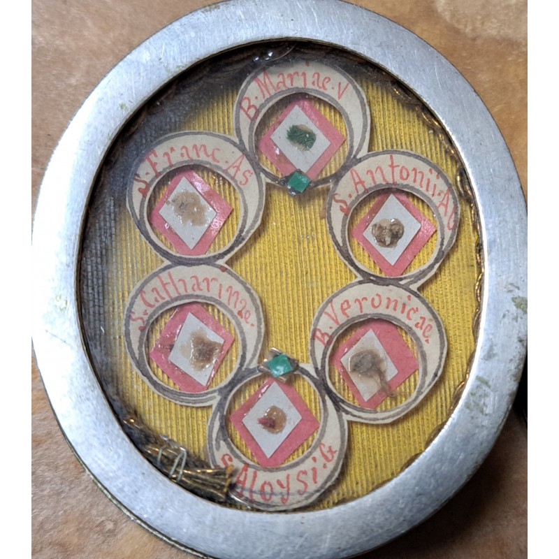 Antique reliquary with 6 relics of saints ecclesiastical case 19th century - 3/10