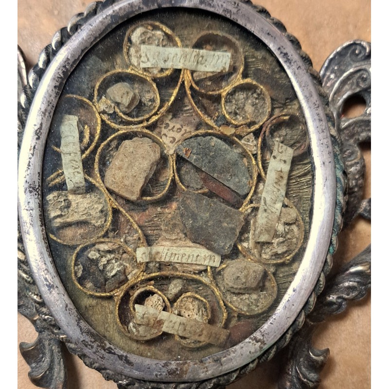 Large Baroque Reliquary 18th Century, silver with multiple relics of saints - 2/12