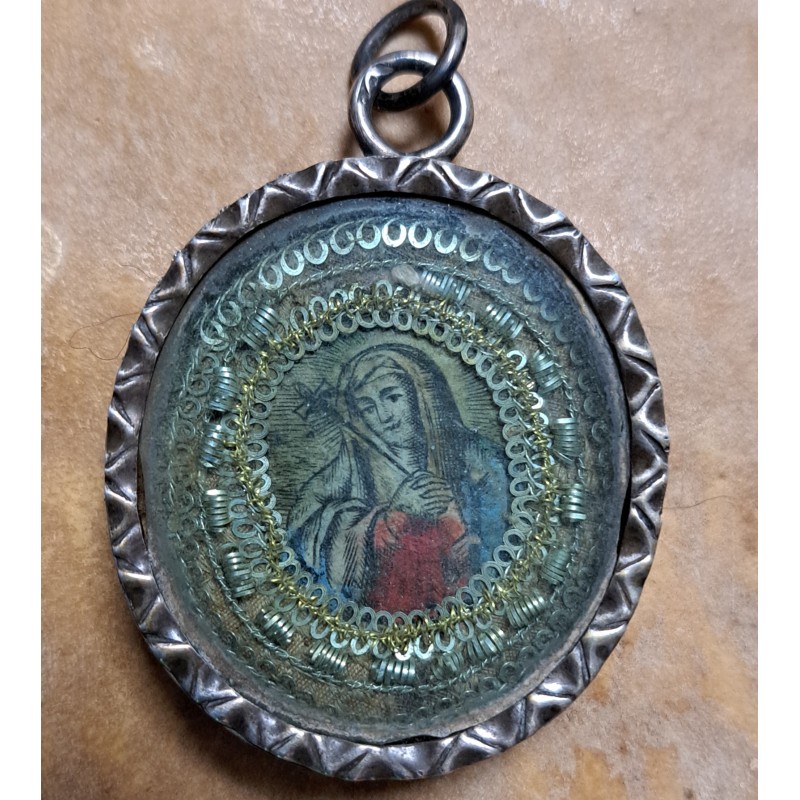 Antique silver reliquary, late 18th century, double-sided