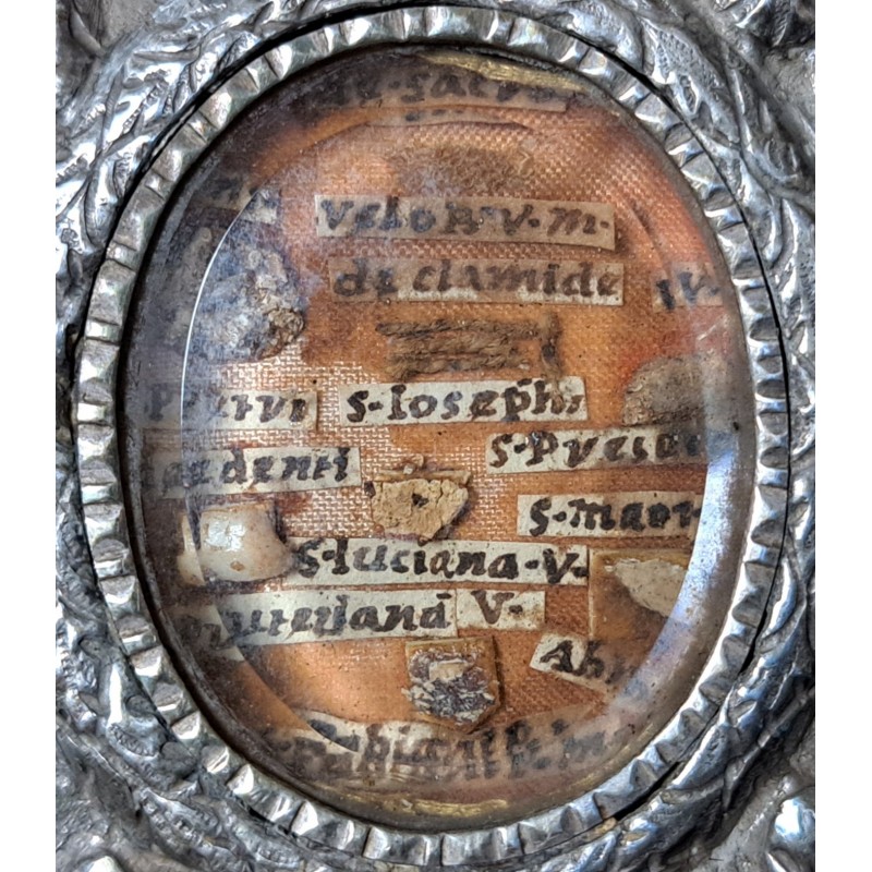 Multiple reliquary and original Vatican wax seal. Silver, relic authentication. 17th–18th century - 5/9