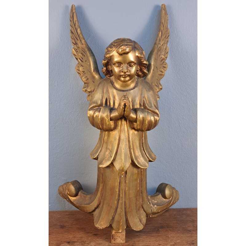 Carved Angel, Retablo Piece, 18th–19th Century, measures 56 cm