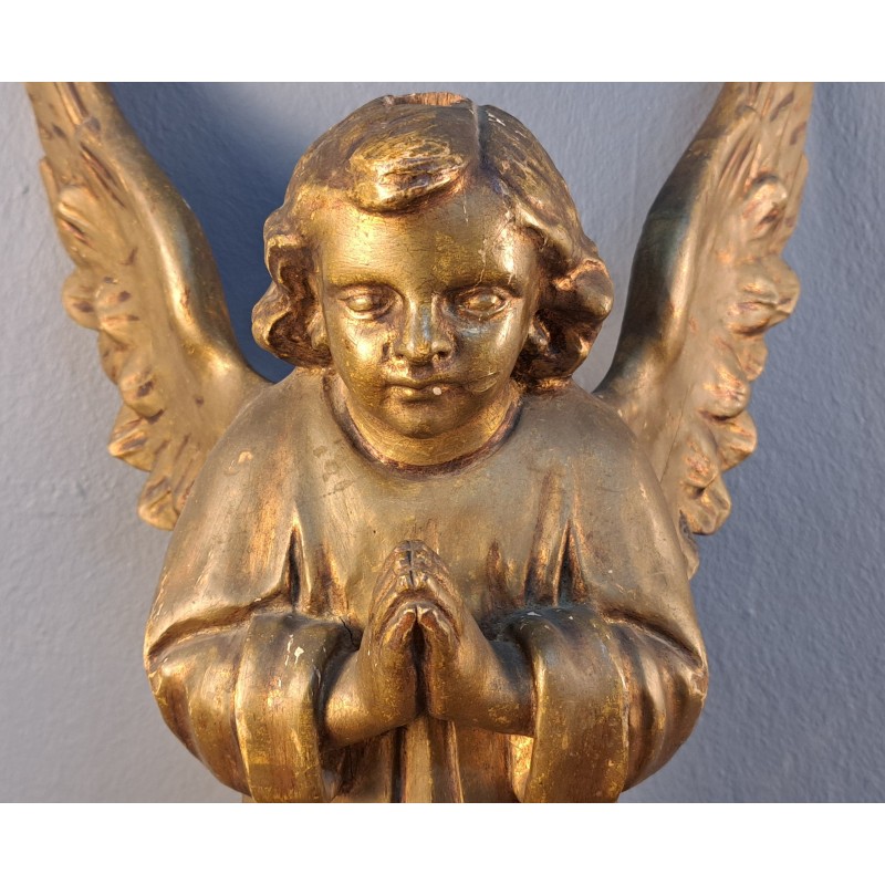 Carved Angel, Retablo Piece, 18th–19th Century, measures 56 cm - 4/12