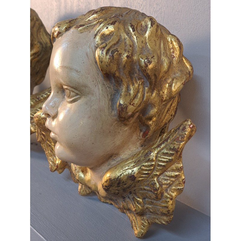 Pair of Angels – Polychrome Wood Carving – 20th Century - 4/10