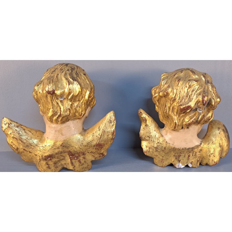 Pair of Angels – Polychrome Wood Carving – 20th Century - 5/10
