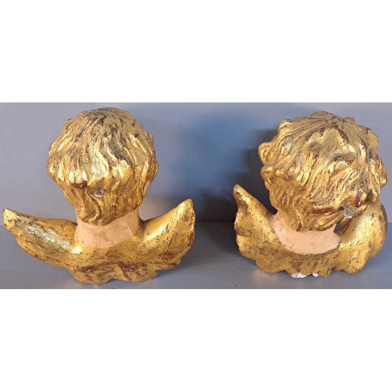 Pair of Angels – Polychrome Wood Carving – 20th Century - 6/10