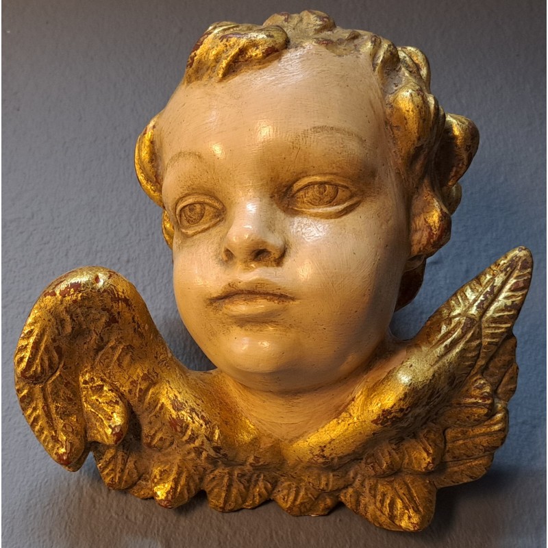 Pair of Angels – Polychrome Wood Carving – 20th Century - 7/10