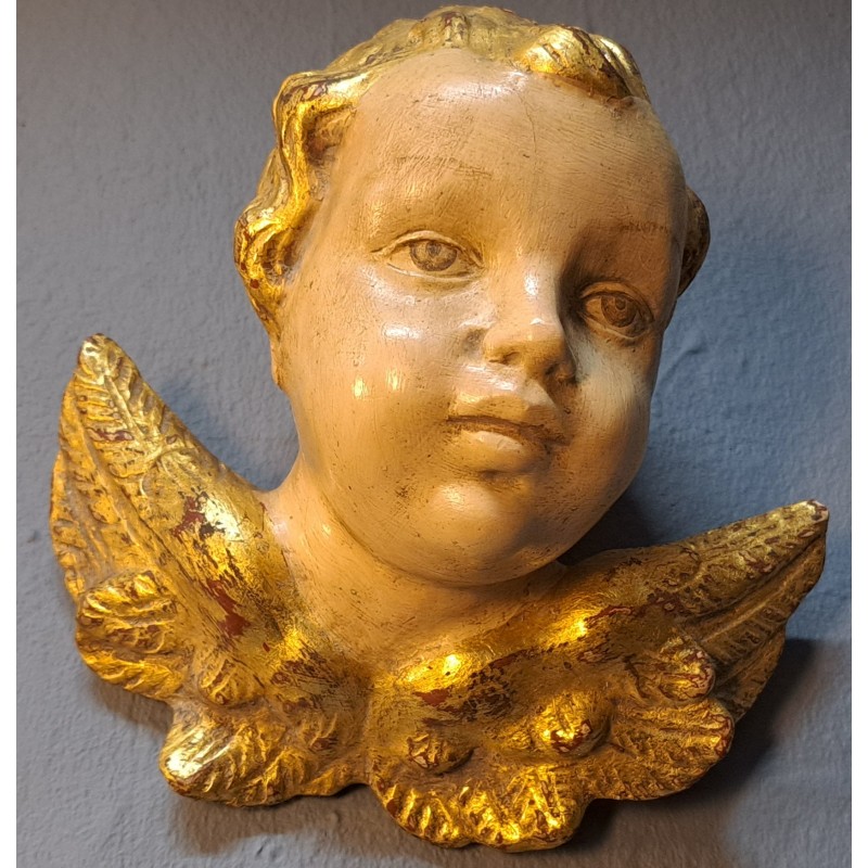 Pair of Angels – Polychrome Wood Carving – 20th Century - 8/10