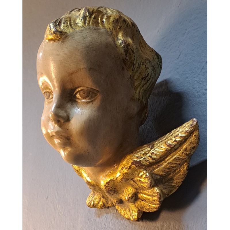 Pair of Angels – Polychrome Wood Carving – 20th Century - 9/10