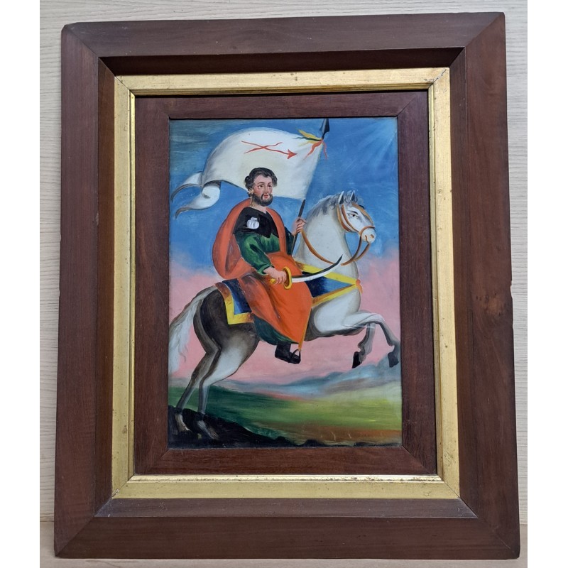 Painting on glass 19th century Santiago Matamoros
