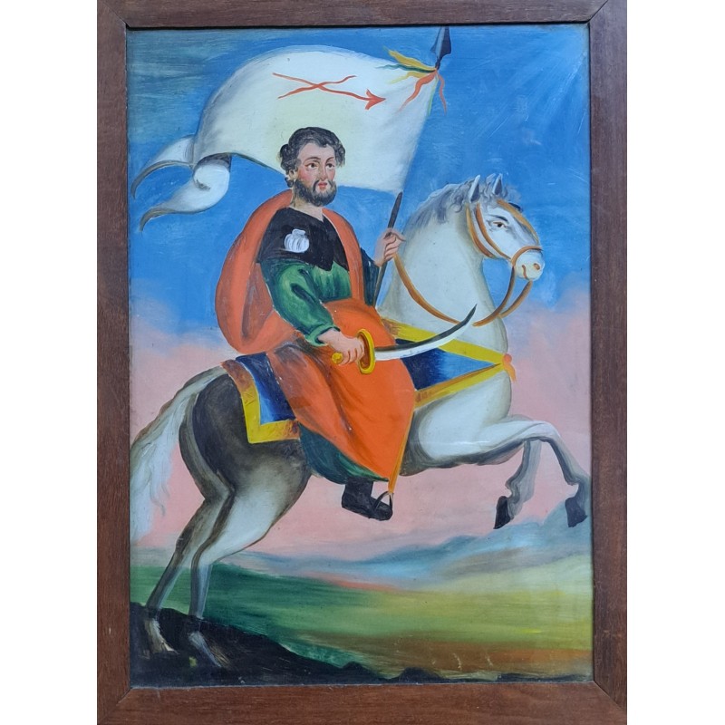 Painting on glass 19th century Santiago Matamoros - 2/8