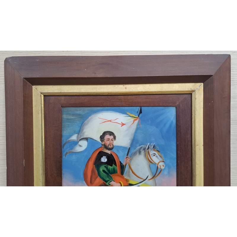 Painting on glass 19th century Santiago Matamoros - 3/8