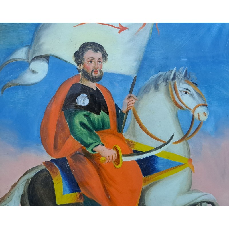 Painting on glass 19th century Santiago Matamoros - 5/8