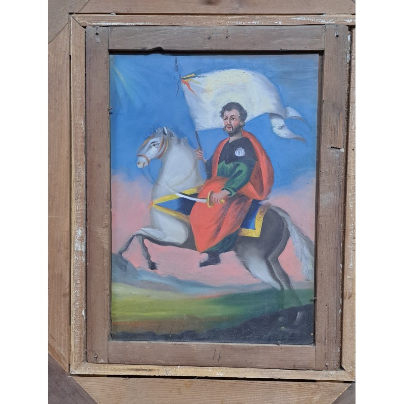 Painting on glass 19th century Santiago Matamoros - 8/8