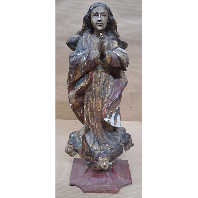 Image of the Immaculate Conception in carved wood 18th century - 2/12