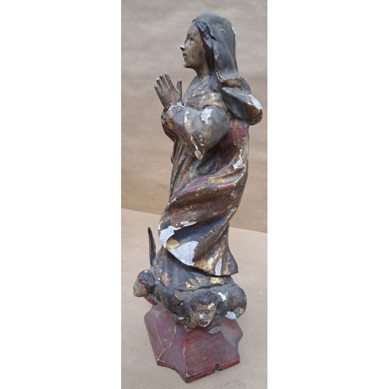Image of the Immaculate Conception in carved wood 18th century - 6/12