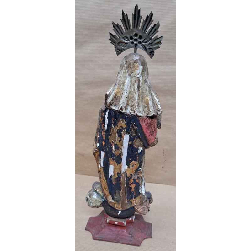 Immaculate Virgin 18th century, polychrome carving with glass eyes - 4/7