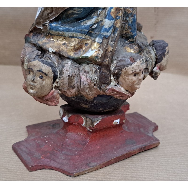 Immaculate Virgin 18th century, polychrome carving with glass eyes - 6/7