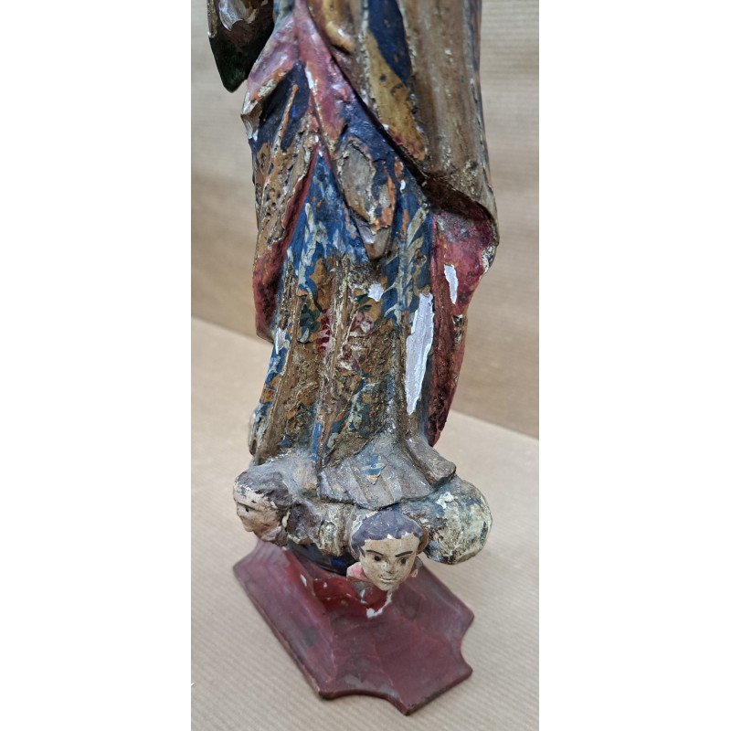 Immaculate Virgin 18th century, polychrome carving with glass eyes - 7/7