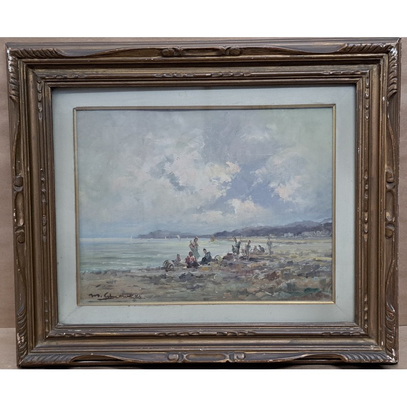 Marina. Oil on board by Mario Gheduzzi (1891-1970), Italian painter