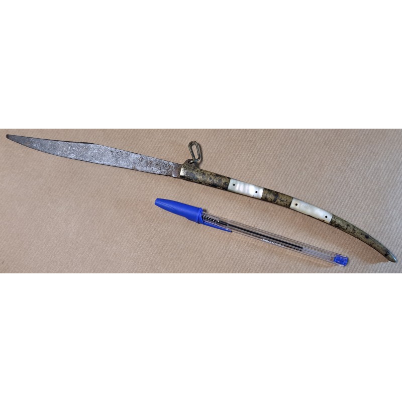 Antique knife with mother-of-pearl and bronze handle, 19th century