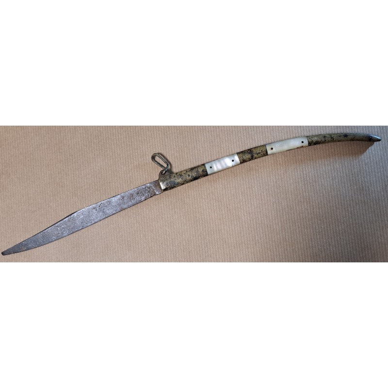 Antique knife with mother-of-pearl and bronze handle, 19th century - 2/10
