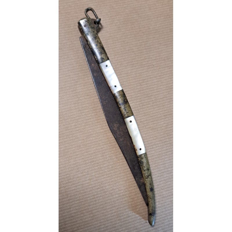 Antique knife with mother-of-pearl and bronze handle, 19th century - 9/10