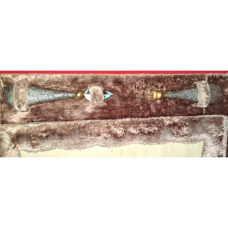 Magnificent writing set, romantic scene painted on silk, 19th century - 3/9