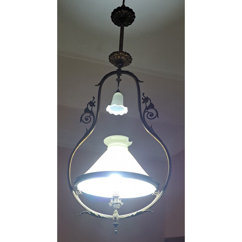 Antique electrified gas lamp, 19th century