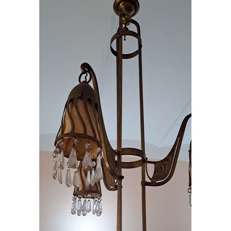 Modernist lamp, made of bronze and crystal droplets, 19th century - 3/7