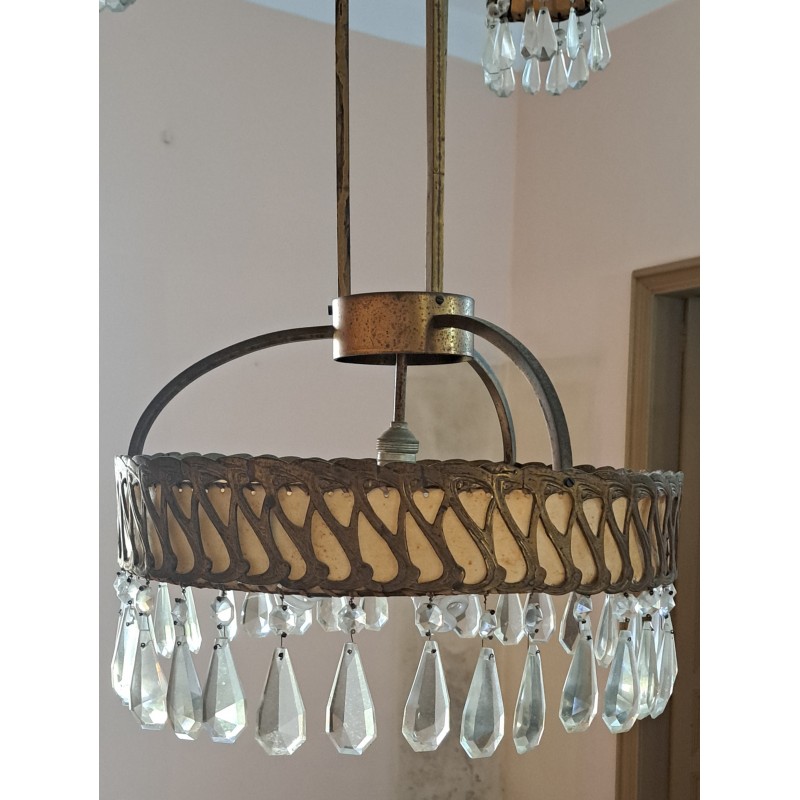 Modernist lamp, made of bronze and crystal droplets, 19th century - 7/7