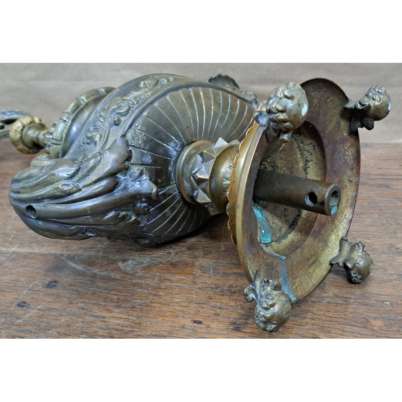 Antique gas lamp, bronze, 19th century - 6/9