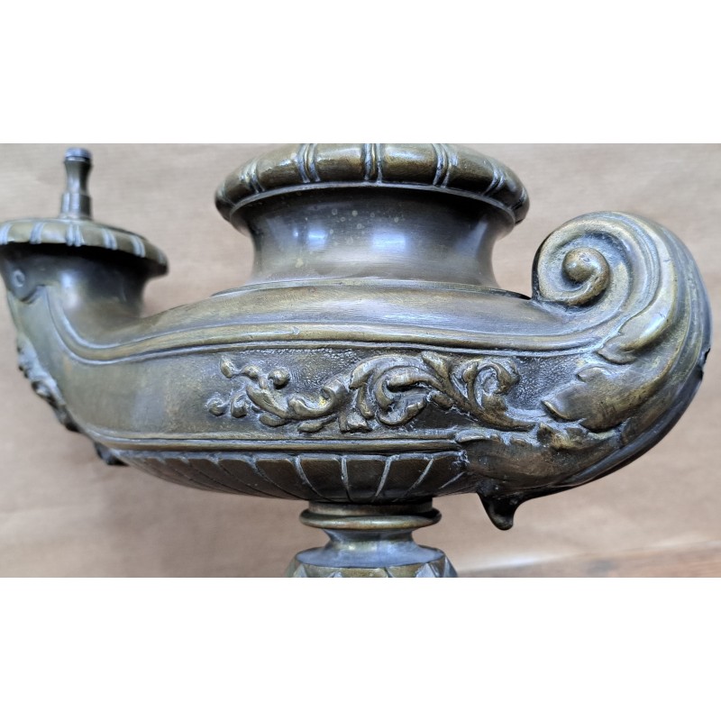 Antique gas lamp, bronze, 19th century - 8/9