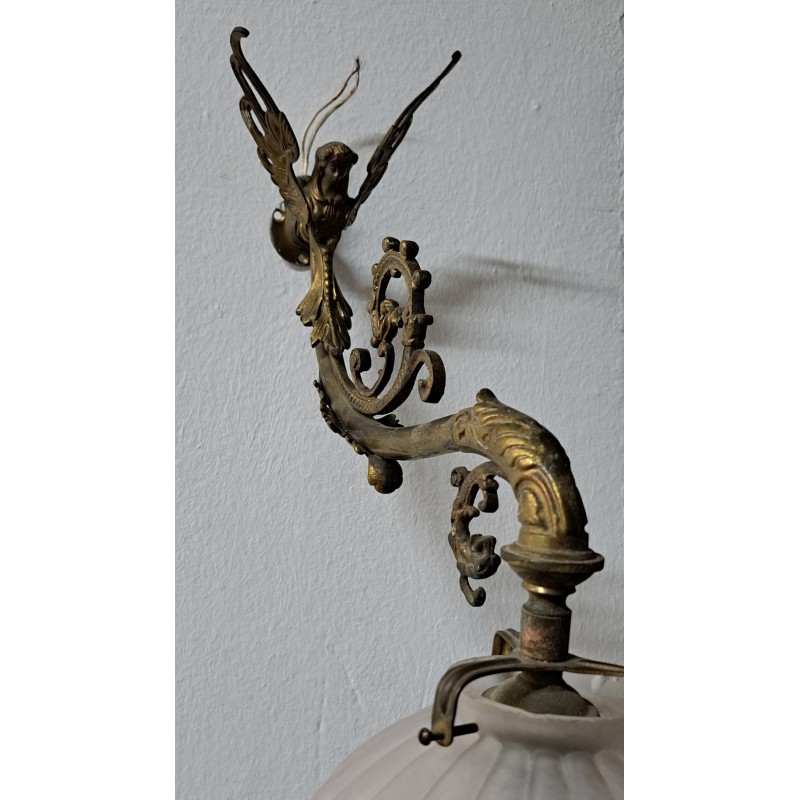 Wall lamp applique, bronze and glass shade, 19th century - 4/8