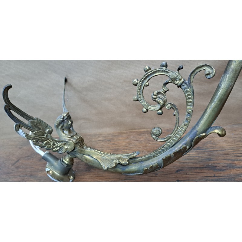 Wall lamp applique, bronze and glass shade, 19th century - 5/8