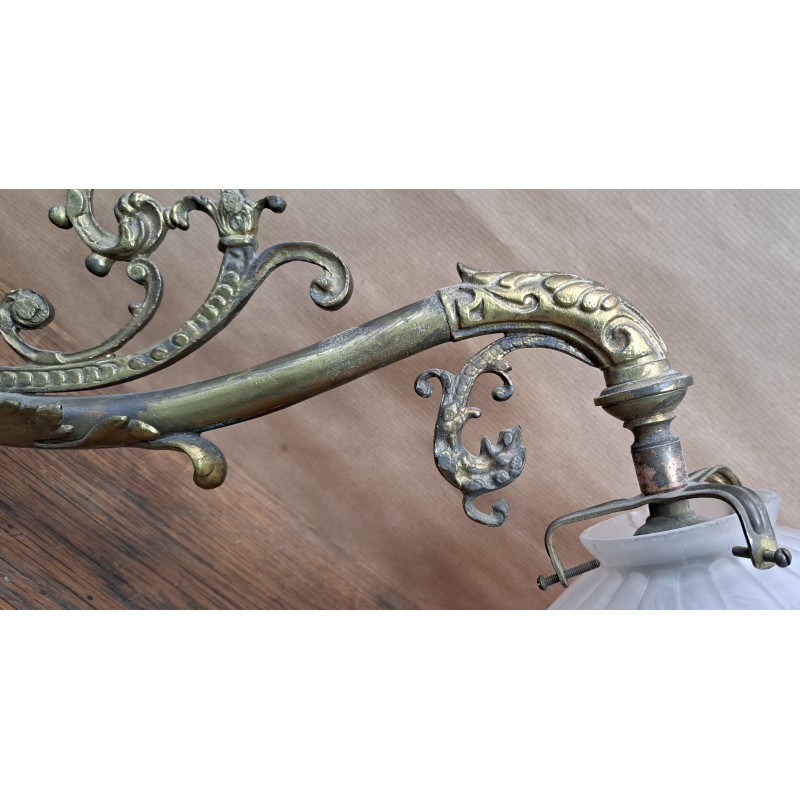 Wall lamp applique, bronze and glass shade, 19th century - 6/8