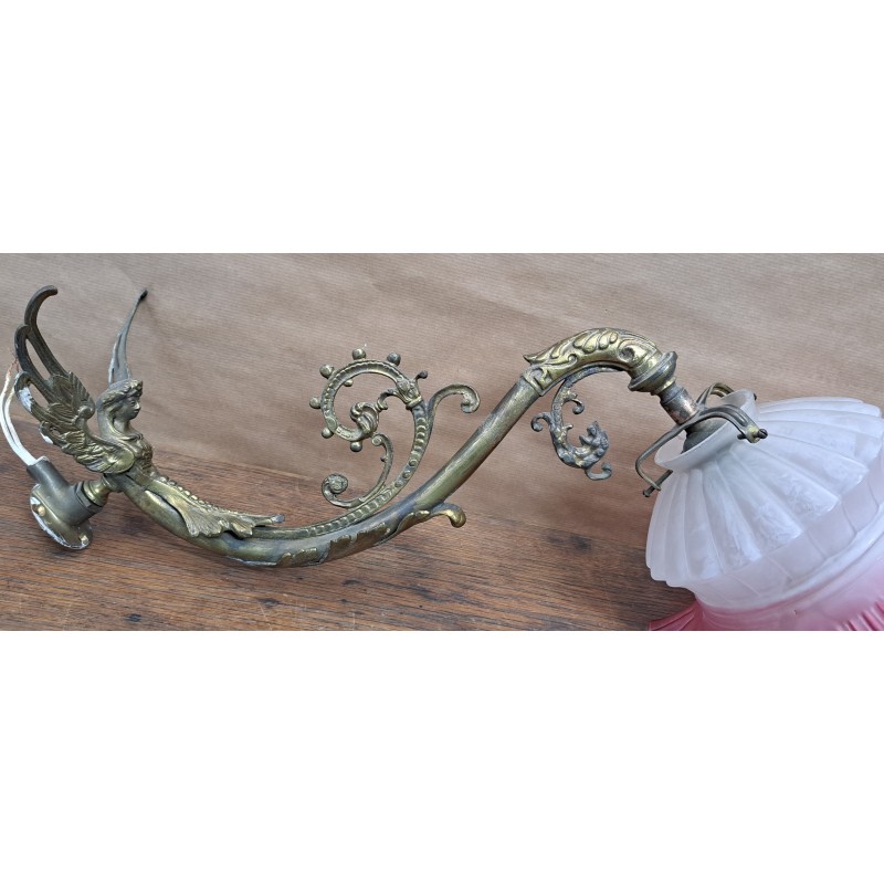 Wall lamp applique, bronze and glass shade, 19th century - 8/8