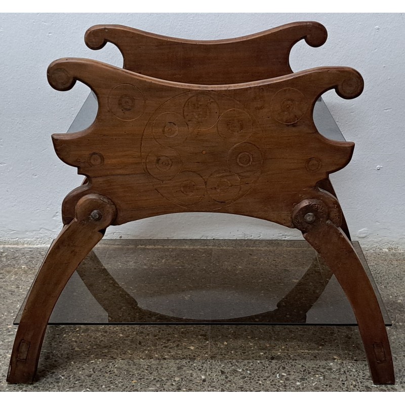 Antique women's saddle converted into a table, 19th century