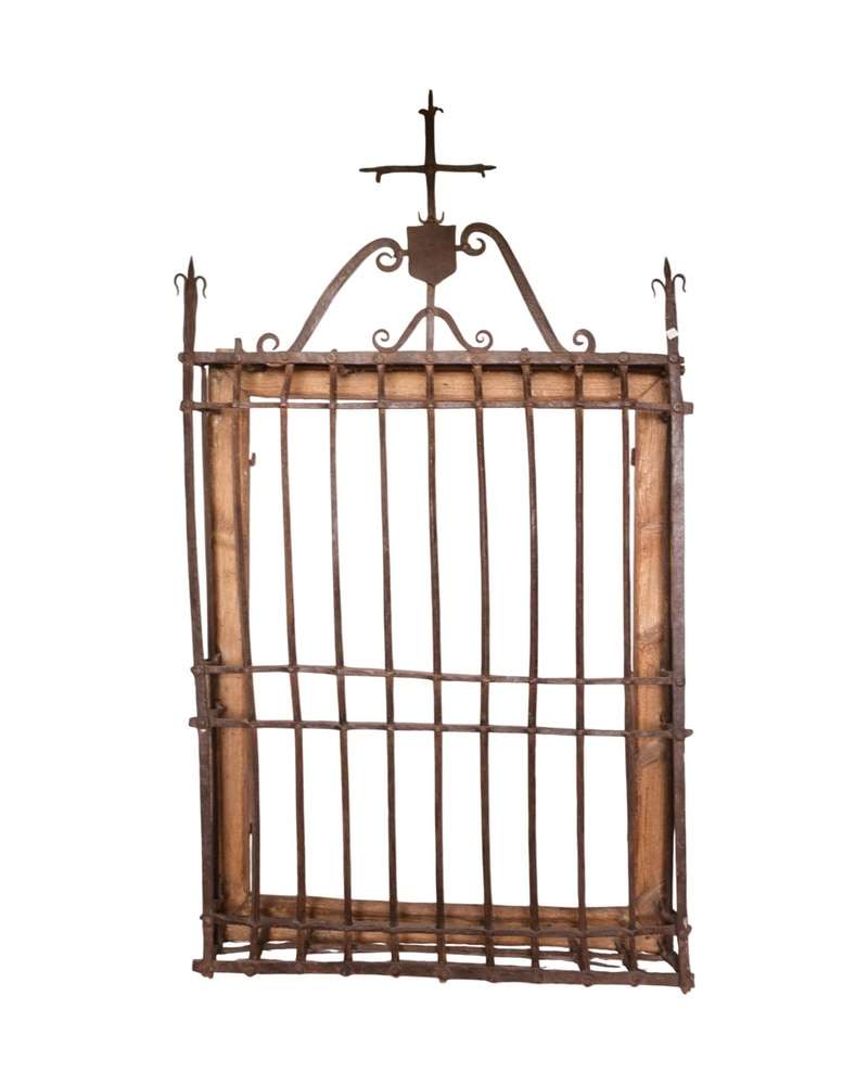 16th-17th Century Wrought Iron Grille with Noble Decoration