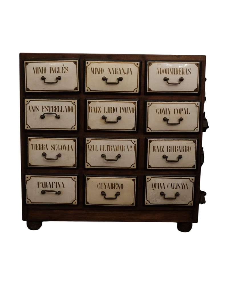 19th–20th Century Apothecary Drawer Unit in Solid Wood