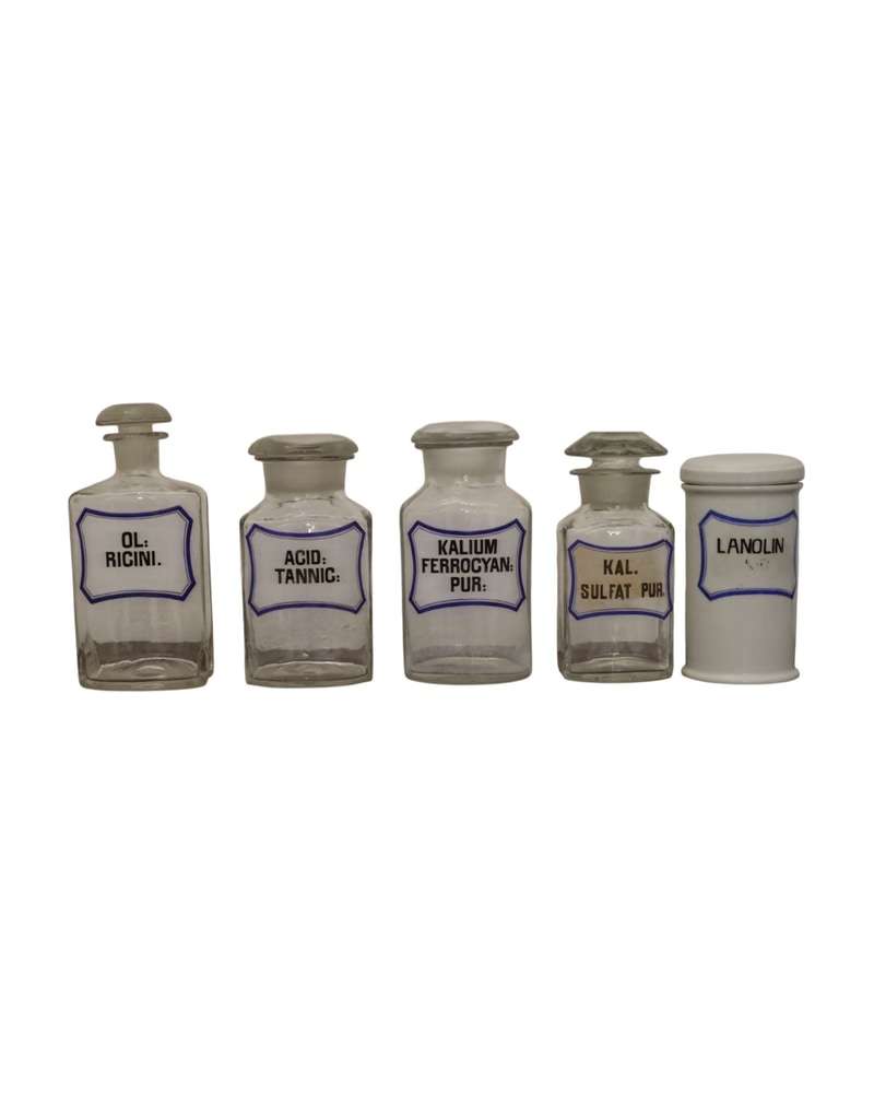 Set of Pharmacy Jars from the 20th Century in Glass and Porcelain