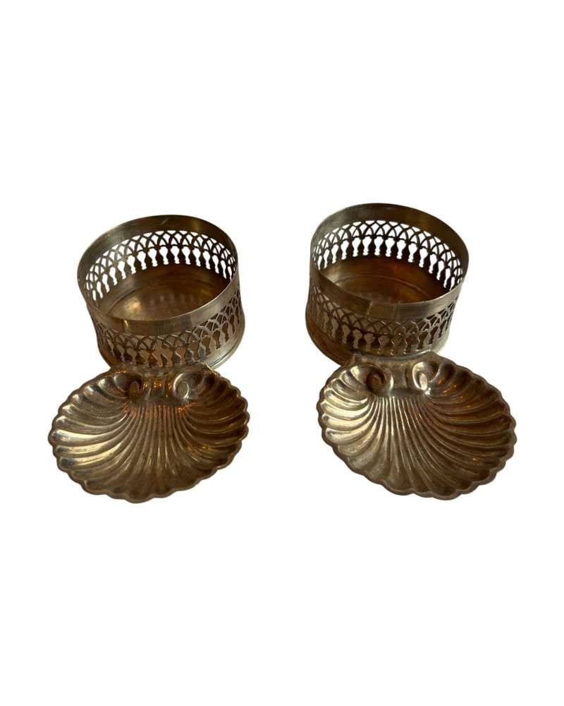 Candle Holder (Unit) from the 20th Century in Alpaca with Shell Decoration