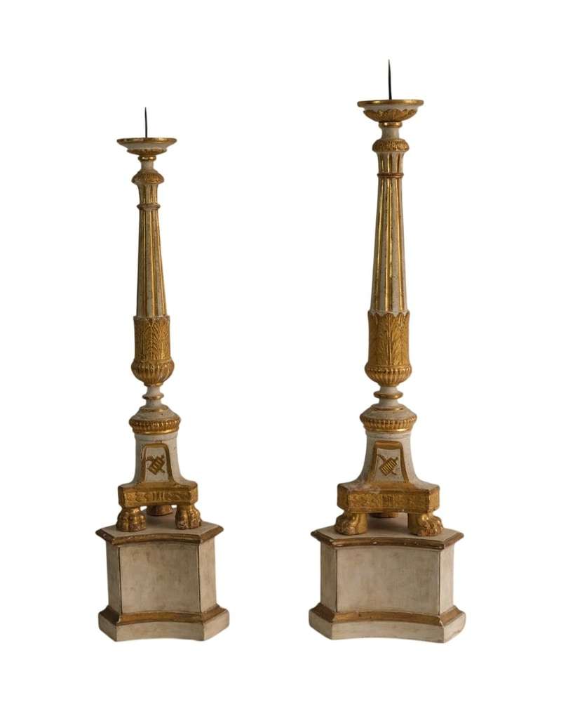Candelabros del Siglo XIX en Madera Dorada