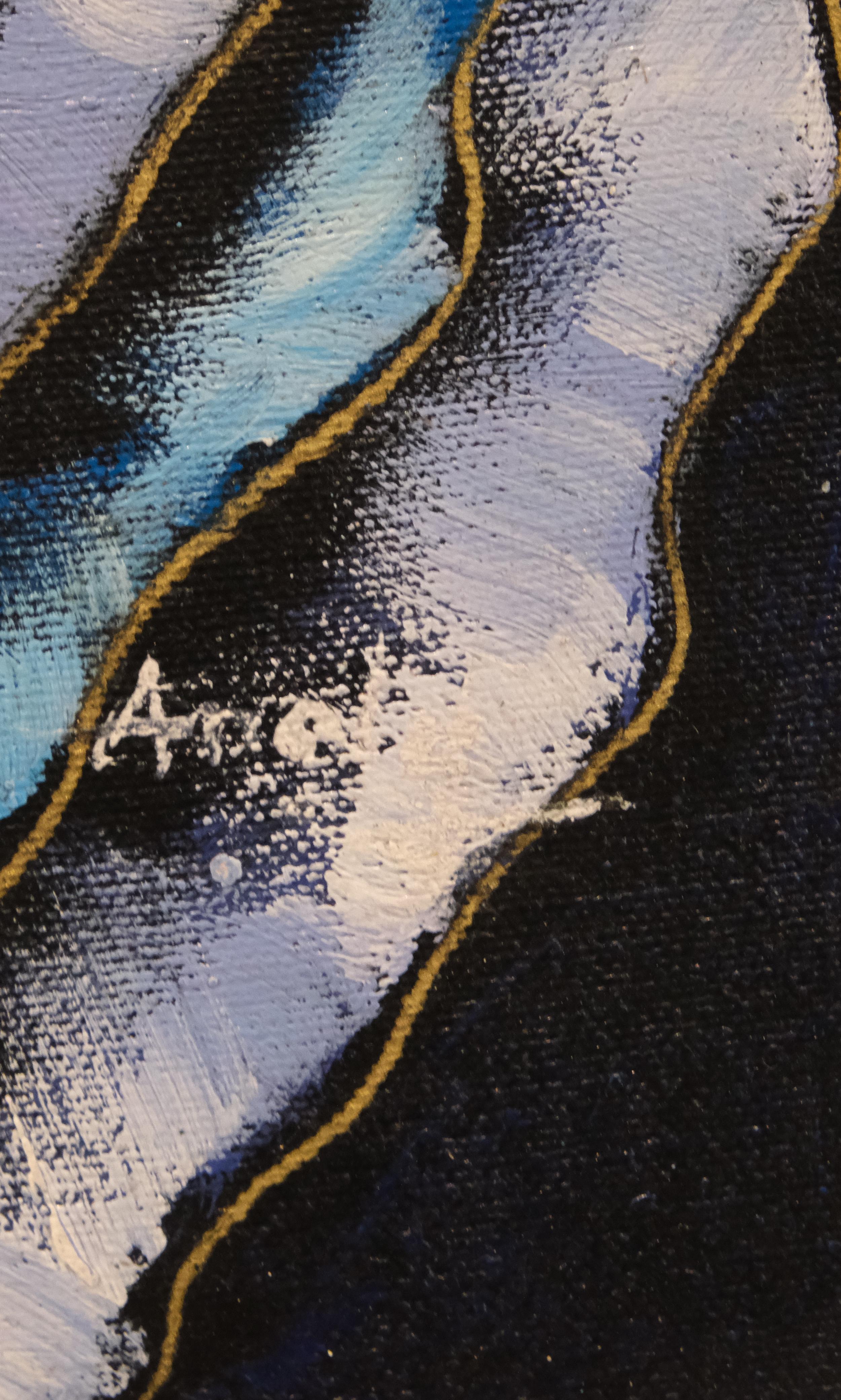 pintura-abstracta-de-un-arlequin-en-marco-negro-siglo-xx