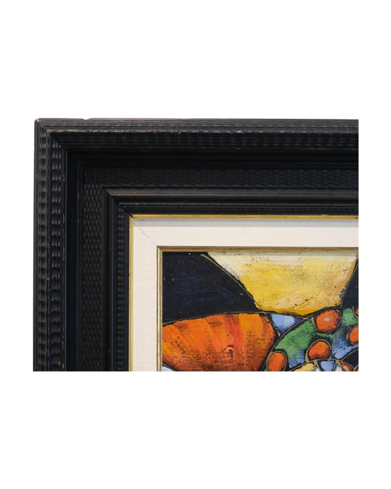 pintura-abstracta-de-un-arlequin-en-marco-negro-siglo-xx