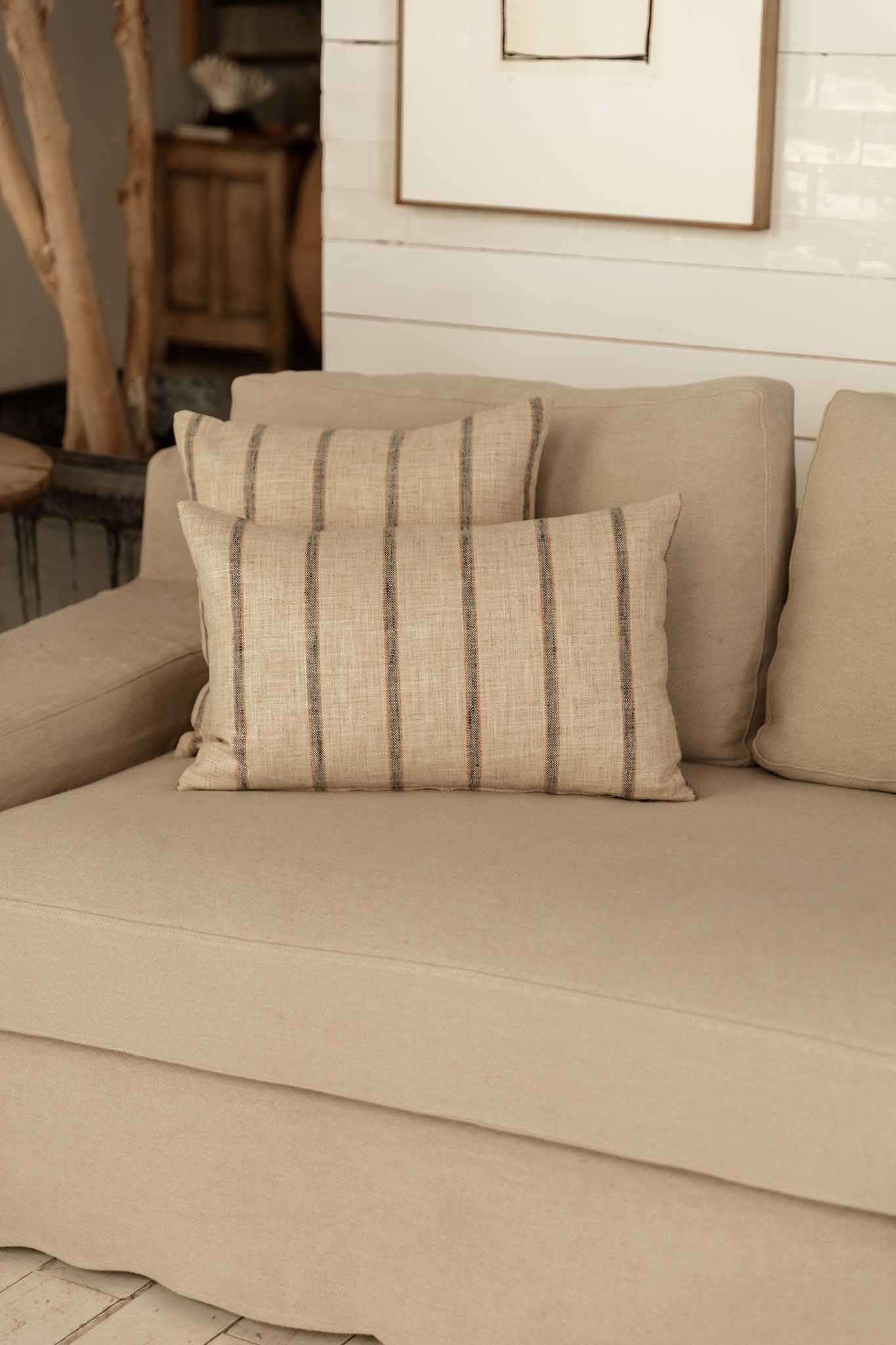 Vintage Stripe Cushion from the 21st Century in Linen and Silk