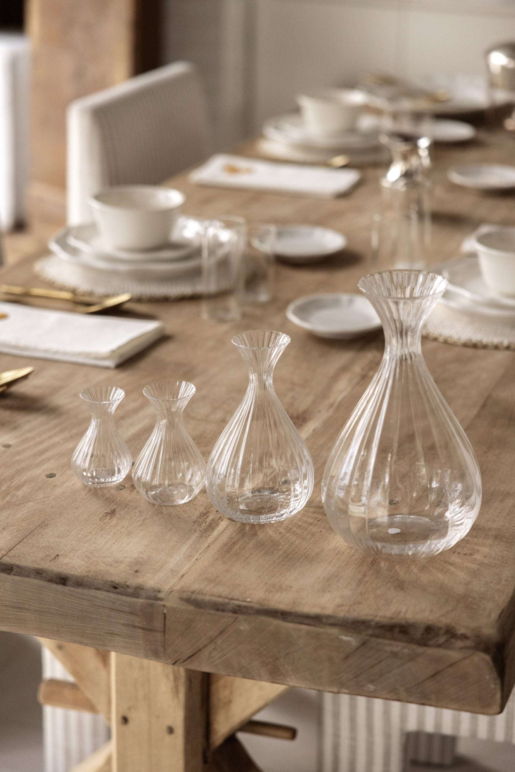 Collection of 21st Century Blown Glass Jugs with Wavy Finish