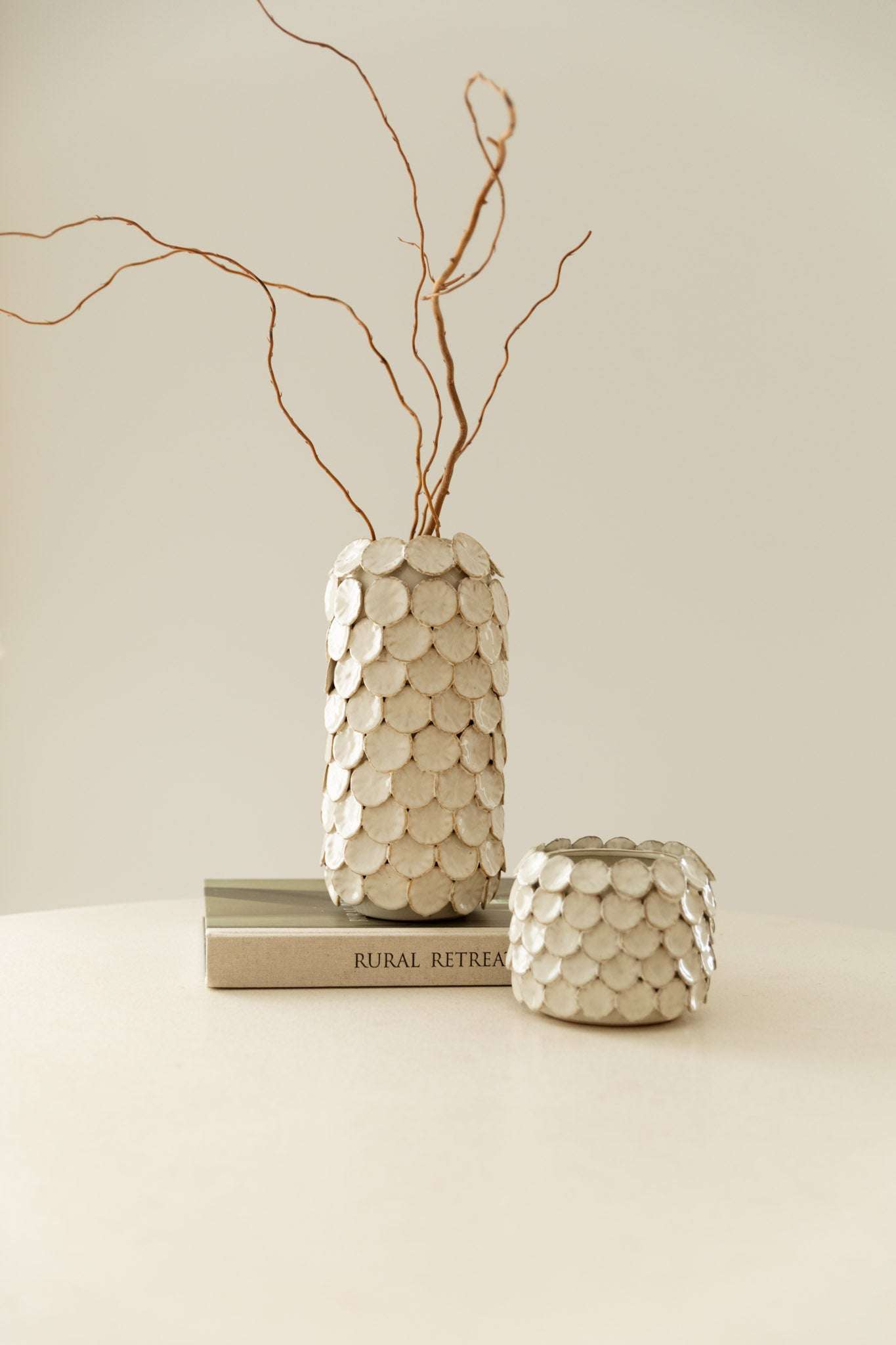 21st Century Scales Vase in White Ceramic