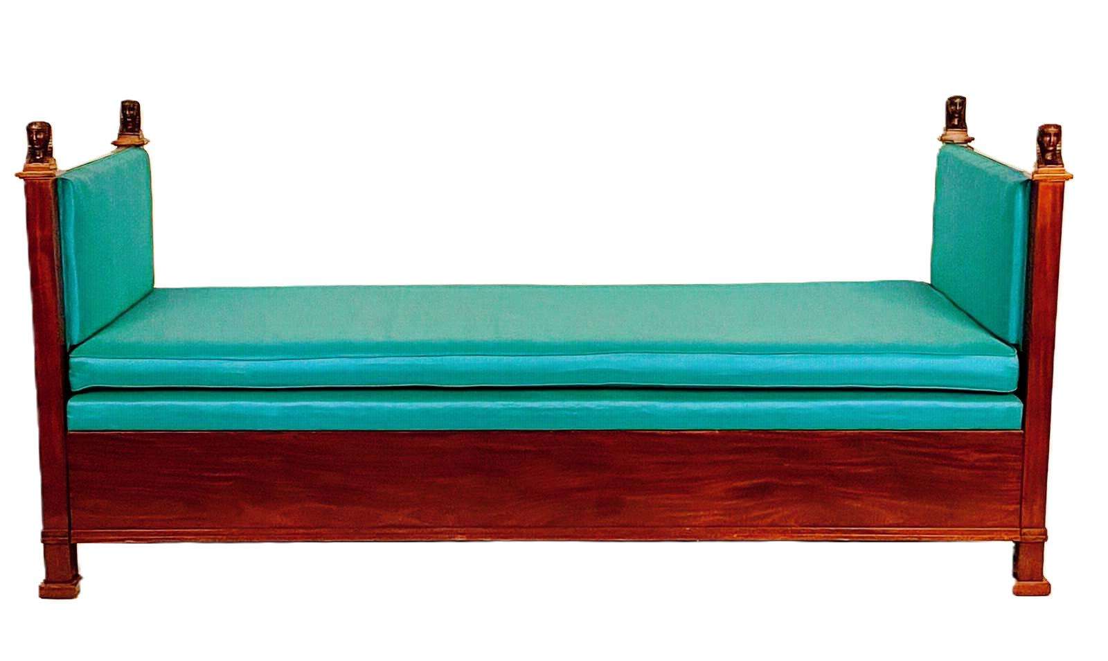 19th Century Mahogany Divan with Carved Details