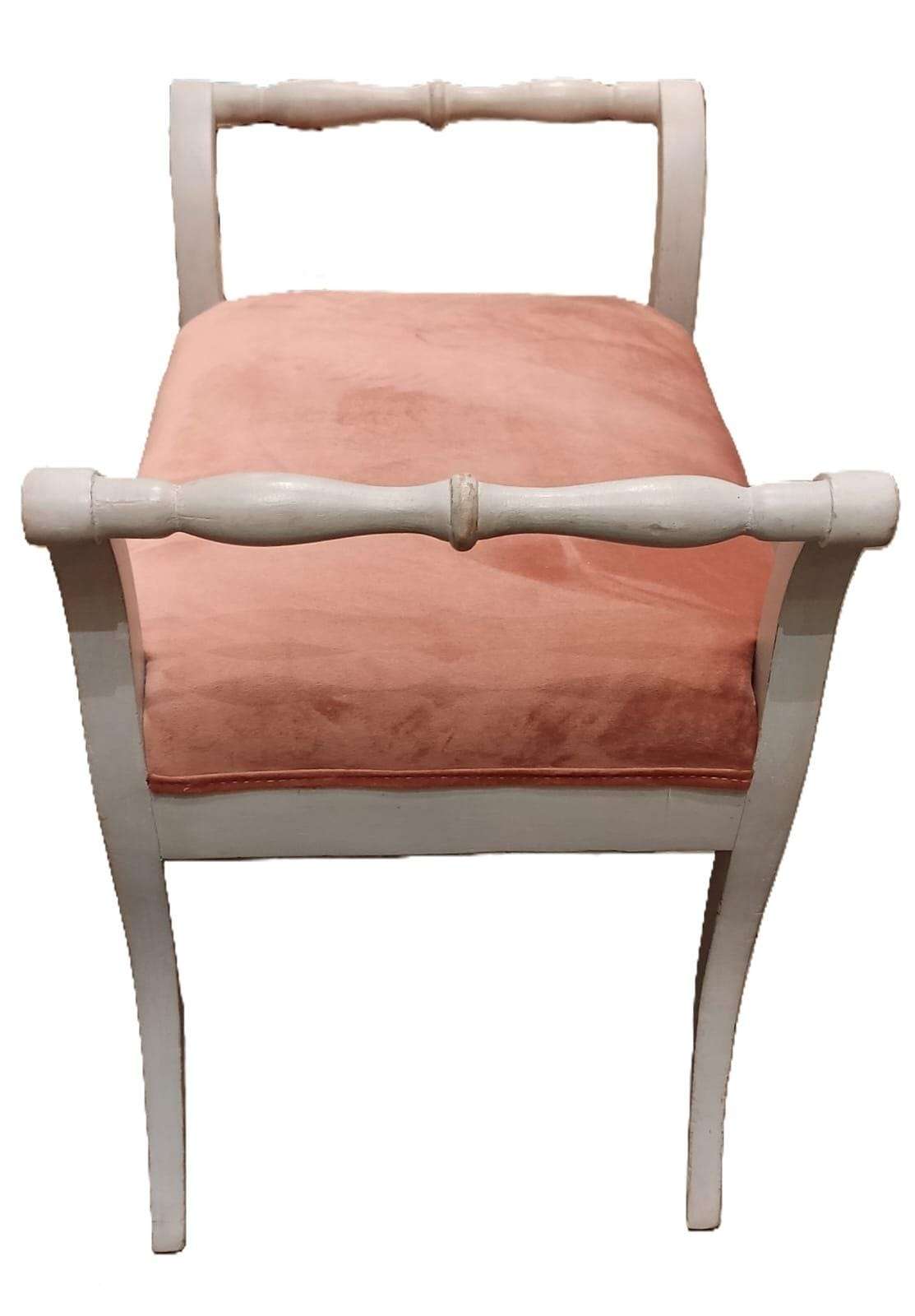 Pair of 19th Century Stools in Painted Wood and Velvet